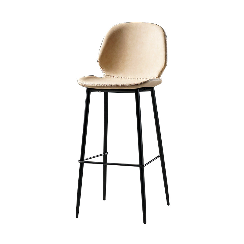 Industrial Leather Distressed Quilted Barstool Low Back Indoor Tall Stool Beige 1 Piece Bar Stool(30"H) Clearhalo 'Bar Furniture' 'Bar Stools' 'bar_stools' 'furn' 'furn_bar_stools' 'furniture_bar_stools' 'Kitchen & Dining Furniture' 'kitchen&dining_furn' 'kitchen' 'kitchen_furn' Furniture' 4330158