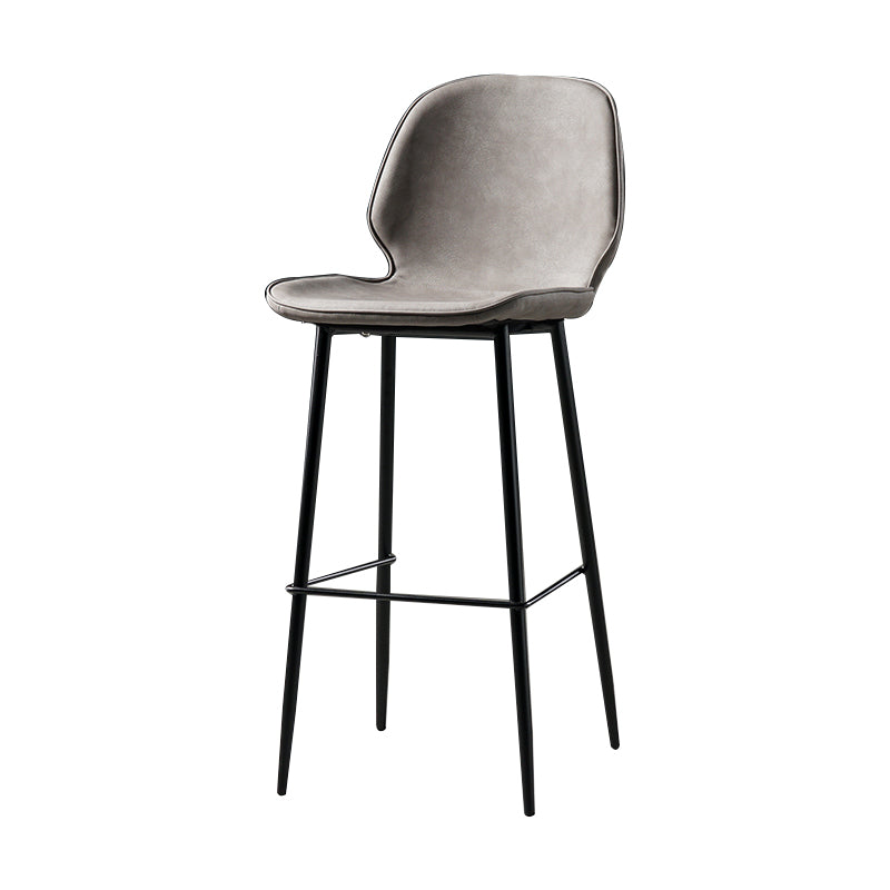 Industrial Leather Distressed Quilted Barstool Low Back Indoor Tall Stool Light Gray 1 Piece Bar Stool(30"H) Clearhalo 'Bar Furniture' 'Bar Stools' 'bar_stools' 'furn' 'furn_bar_stools' 'furniture_bar_stools' 'Kitchen & Dining Furniture' 'kitchen&dining_furn' 'kitchen' 'kitchen_furn' Furniture' 4330159