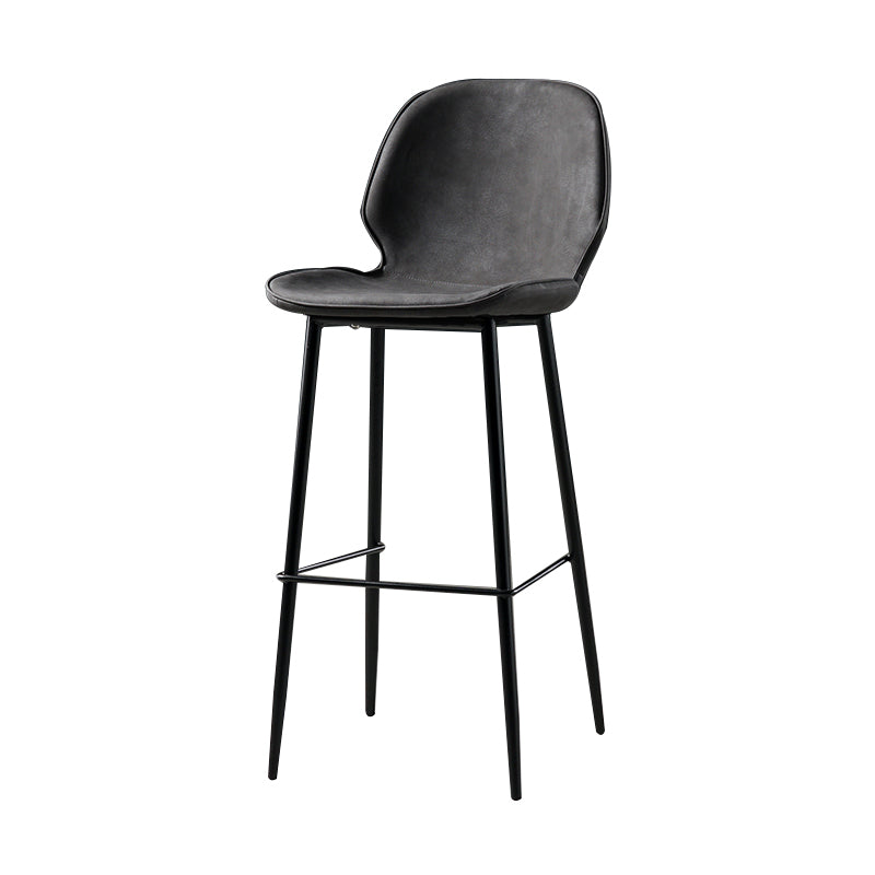 Industrial Leather Distressed Quilted Barstool Low Back Indoor Tall Stool Dark Gray 1 Piece Bar Stool(30"H) Clearhalo 'Bar Furniture' 'Bar Stools' 'bar_stools' 'furn' 'furn_bar_stools' 'furniture_bar_stools' 'Kitchen & Dining Furniture' 'kitchen&dining_furn' 'kitchen' 'kitchen_furn' Furniture' 4330162