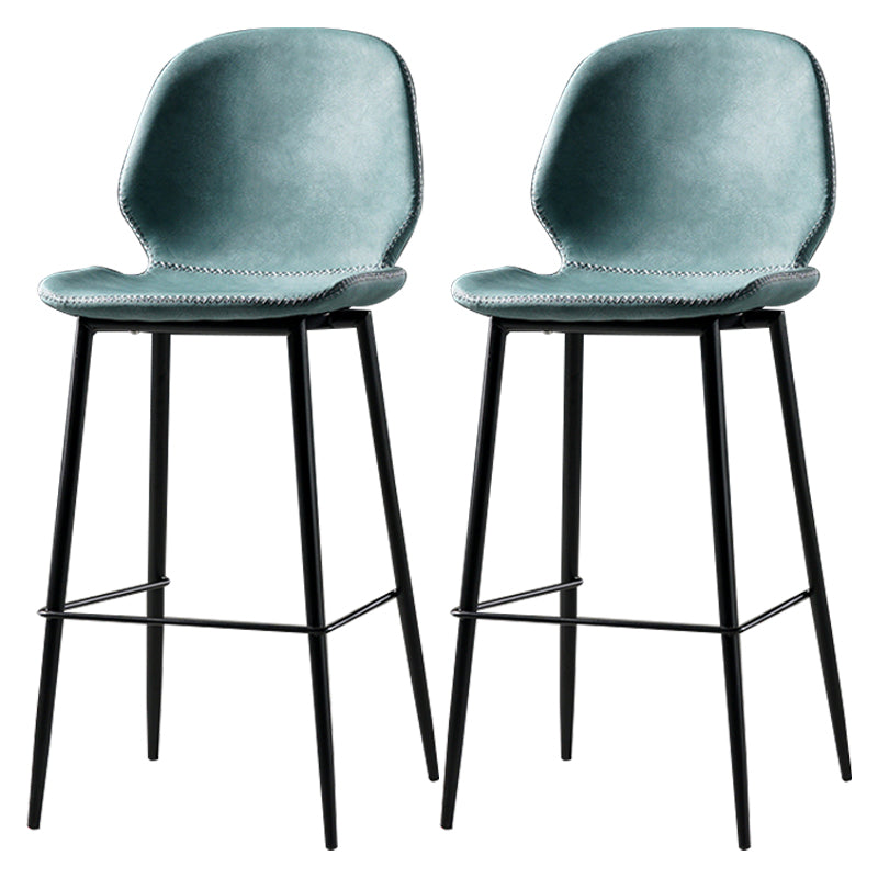 Industrial Leather Distressed Quilted Barstool Low Back Indoor Tall Stool Lake Blue 2 Piece Set Counter Stool(26"H) Clearhalo 'Bar Furniture' 'Bar Stools' 'bar_stools' 'furn' 'furn_bar_stools' 'furniture_bar_stools' 'Kitchen & Dining Furniture' 'kitchen&dining_furn' 'kitchen' 'kitchen_furn' Furniture' 4330167