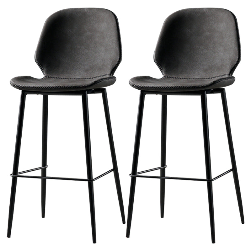 Industrial Leather Distressed Quilted Barstool Low Back Indoor Tall Stool Dark Gray-Black 2 Piece Set Counter Stool(26"H) Clearhalo 'Bar Furniture' 'Bar Stools' 'bar_stools' 'furn' 'furn_bar_stools' 'furniture_bar_stools' 'Kitchen & Dining Furniture' 'kitchen&dining_furn' 'kitchen' 'kitchen_furn' Furniture' 4330168