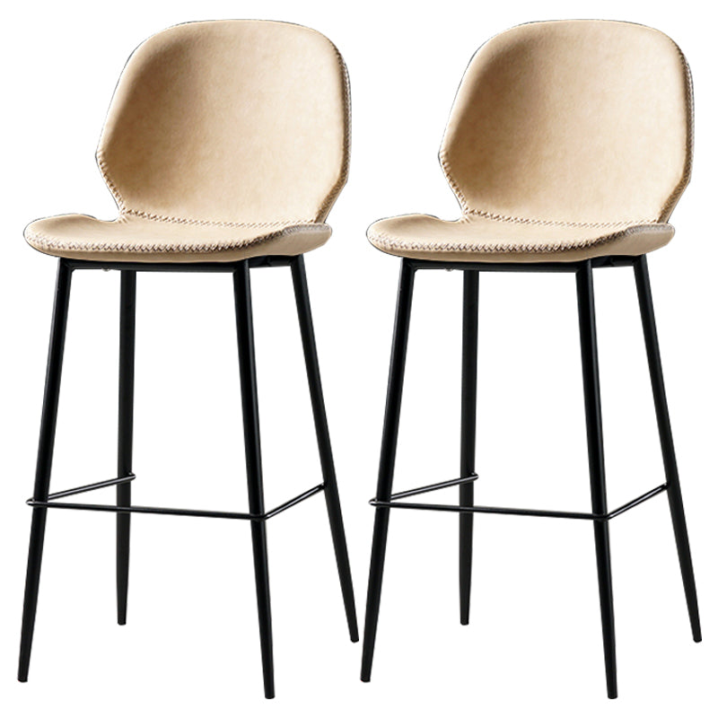 Industrial Leather Distressed Quilted Barstool Low Back Indoor Tall Stool Beige 2 Piece Set Counter Stool(26"H) Clearhalo 'Bar Furniture' 'Bar Stools' 'bar_stools' 'furn' 'furn_bar_stools' 'furniture_bar_stools' 'Kitchen & Dining Furniture' 'kitchen&dining_furn' 'kitchen' 'kitchen_furn' Furniture' 4330169