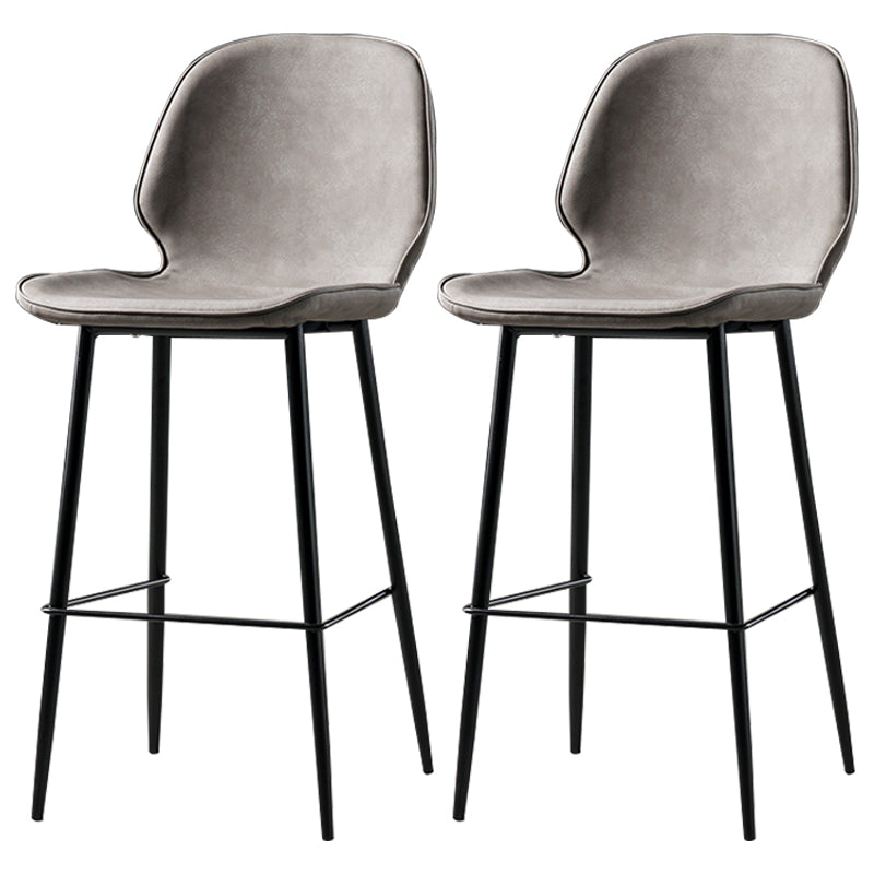 Industrial Leather Distressed Quilted Barstool Low Back Indoor Tall Stool Light Gray 2 Piece Set Counter Stool(26"H) Clearhalo 'Bar Furniture' 'Bar Stools' 'bar_stools' 'furn' 'furn_bar_stools' 'furniture_bar_stools' 'Kitchen & Dining Furniture' 'kitchen&dining_furn' 'kitchen' 'kitchen_furn' Furniture' 4330170