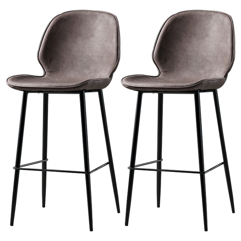 Industrial Leather Distressed Quilted Barstool Low Back Indoor Tall Stool Dark Brown 2 Piece Set Counter Stool(26"H) Clearhalo 'Bar Furniture' 'Bar Stools' 'bar_stools' 'furn' 'furn_bar_stools' 'furniture_bar_stools' 'Kitchen & Dining Furniture' 'kitchen&dining_furn' 'kitchen' 'kitchen_furn' Furniture' 4330171