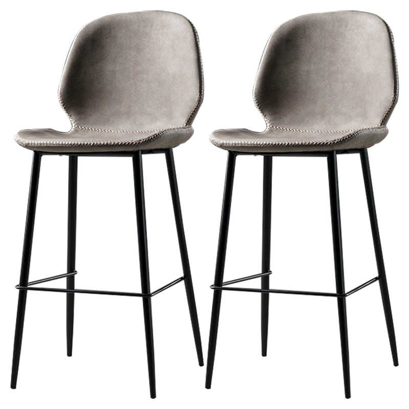 Industrial Leather Distressed Quilted Barstool Low Back Indoor Tall Stool Light Gray-White 2 Piece Set Counter Stool(26"H) Clearhalo 'Bar Furniture' 'Bar Stools' 'bar_stools' 'furn' 'furn_bar_stools' 'furniture_bar_stools' 'Kitchen & Dining Furniture' 'kitchen&dining_furn' 'kitchen' 'kitchen_furn' Furniture' 4330172