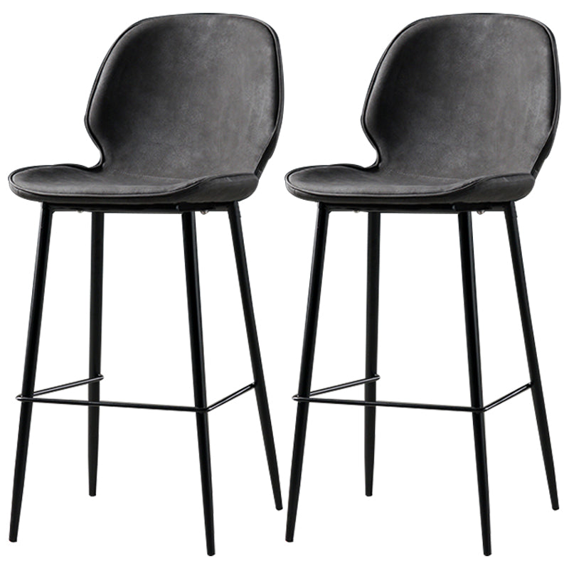 Industrial Leather Distressed Quilted Barstool Low Back Indoor Tall Stool Dark Gray 2 Piece Set Counter Stool(26"H) Clearhalo 'Bar Furniture' 'Bar Stools' 'bar_stools' 'furn' 'furn_bar_stools' 'furniture_bar_stools' 'Kitchen & Dining Furniture' 'kitchen&dining_furn' 'kitchen' 'kitchen_furn' Furniture' 4330173