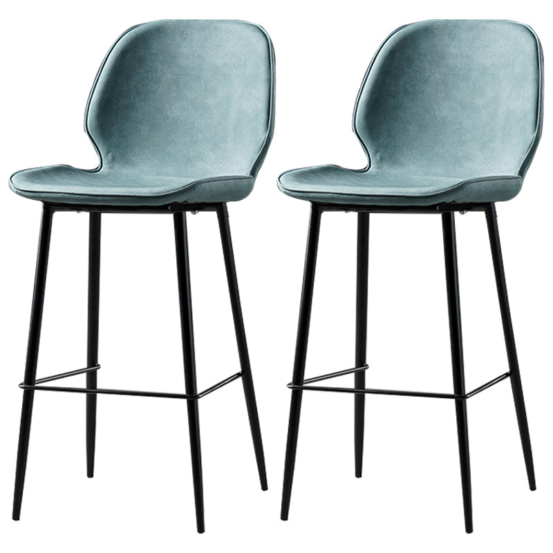 Industrial Leather Distressed Quilted Barstool Low Back Indoor Tall Stool Blue 2 Piece Set Counter Stool(26"H) Clearhalo 'Bar Furniture' 'Bar Stools' 'bar_stools' 'furn' 'furn_bar_stools' 'furniture_bar_stools' 'Kitchen & Dining Furniture' 'kitchen&dining_furn' 'kitchen' 'kitchen_furn' Furniture' 4330174