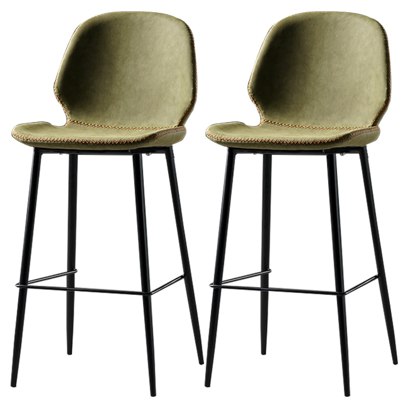 Industrial Leather Distressed Quilted Barstool Low Back Indoor Tall Stool Green 2 Piece Set Counter Stool(26"H) Clearhalo 'Bar Furniture' 'Bar Stools' 'bar_stools' 'furn' 'furn_bar_stools' 'furniture_bar_stools' 'Kitchen & Dining Furniture' 'kitchen&dining_furn' 'kitchen' 'kitchen_furn' Furniture' 4330175