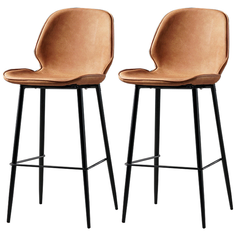 Industrial Leather Distressed Quilted Barstool Low Back Indoor Tall Stool Orange 2 Piece Set Counter Stool(26"H) Clearhalo 'Bar Furniture' 'Bar Stools' 'bar_stools' 'furn' 'furn_bar_stools' 'furniture_bar_stools' 'Kitchen & Dining Furniture' 'kitchen&dining_furn' 'kitchen' 'kitchen_furn' Furniture' 4330176