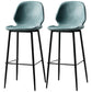 Industrial Leather Distressed Quilted Barstool Low Back Indoor Tall Stool Lake Blue 2 Piece Set Bar Stool(30"H) Clearhalo 'Bar Furniture' 'Bar Stools' 'bar_stools' 'furn' 'furn_bar_stools' 'furniture_bar_stools' 'Kitchen & Dining Furniture' 'kitchen&dining_furn' 'kitchen' 'kitchen_furn' Furniture' 4330178