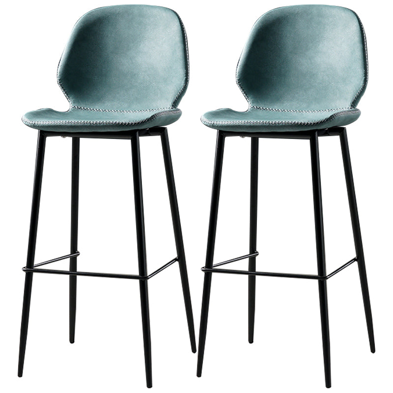Industrial Leather Distressed Quilted Barstool Low Back Indoor Tall Stool Lake Blue 2 Piece Set Bar Stool(30"H) Clearhalo 'Bar Furniture' 'Bar Stools' 'bar_stools' 'furn' 'furn_bar_stools' 'furniture_bar_stools' 'Kitchen & Dining Furniture' 'kitchen&dining_furn' 'kitchen' 'kitchen_furn' Furniture' 4330178
