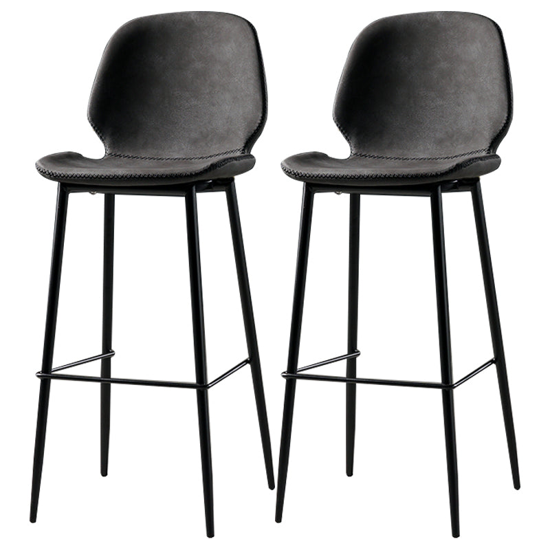 Industrial Leather Distressed Quilted Barstool Low Back Indoor Tall Stool Dark Gray-Black 2 Piece Set Bar Stool(30"H) Clearhalo 'Bar Furniture' 'Bar Stools' 'bar_stools' 'furn' 'furn_bar_stools' 'furniture_bar_stools' 'Kitchen & Dining Furniture' 'kitchen&dining_furn' 'kitchen' 'kitchen_furn' Furniture' 4330179