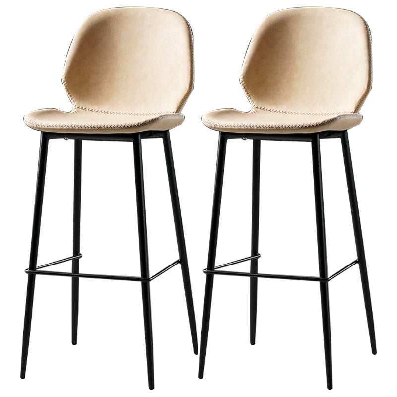 Industrial Leather Distressed Quilted Barstool Low Back Indoor Tall Stool Beige 2 Piece Set Bar Stool(30"H) Clearhalo 'Bar Furniture' 'Bar Stools' 'bar_stools' 'furn' 'furn_bar_stools' 'furniture_bar_stools' 'Kitchen & Dining Furniture' 'kitchen&dining_furn' 'kitchen' 'kitchen_furn' Furniture' 4330180