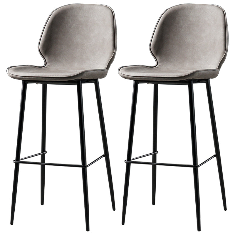 Industrial Leather Distressed Quilted Barstool Low Back Indoor Tall Stool Light Gray 2 Piece Set Bar Stool(30"H) Clearhalo 'Bar Furniture' 'Bar Stools' 'bar_stools' 'furn' 'furn_bar_stools' 'furniture_bar_stools' 'Kitchen & Dining Furniture' 'kitchen&dining_furn' 'kitchen' 'kitchen_furn' Furniture' 4330181