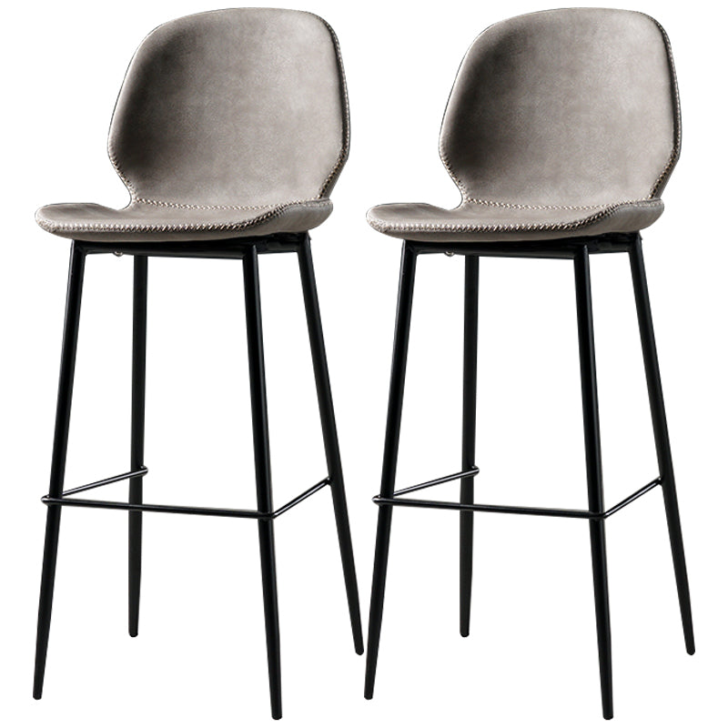 Industrial Leather Distressed Quilted Barstool Low Back Indoor Tall Stool Light Gray-White 2 Piece Set Bar Stool(30"H) Clearhalo 'Bar Furniture' 'Bar Stools' 'bar_stools' 'furn' 'furn_bar_stools' 'furniture_bar_stools' 'Kitchen & Dining Furniture' 'kitchen&dining_furn' 'kitchen' 'kitchen_furn' Furniture' 4330183