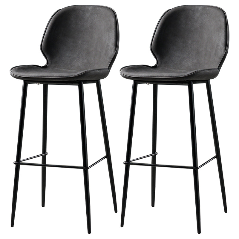 Industrial Leather Distressed Quilted Barstool Low Back Indoor Tall Stool Dark Gray 2 Piece Set Bar Stool(30"H) Clearhalo 'Bar Furniture' 'Bar Stools' 'bar_stools' 'furn' 'furn_bar_stools' 'furniture_bar_stools' 'Kitchen & Dining Furniture' 'kitchen&dining_furn' 'kitchen' 'kitchen_furn' Furniture' 4330184
