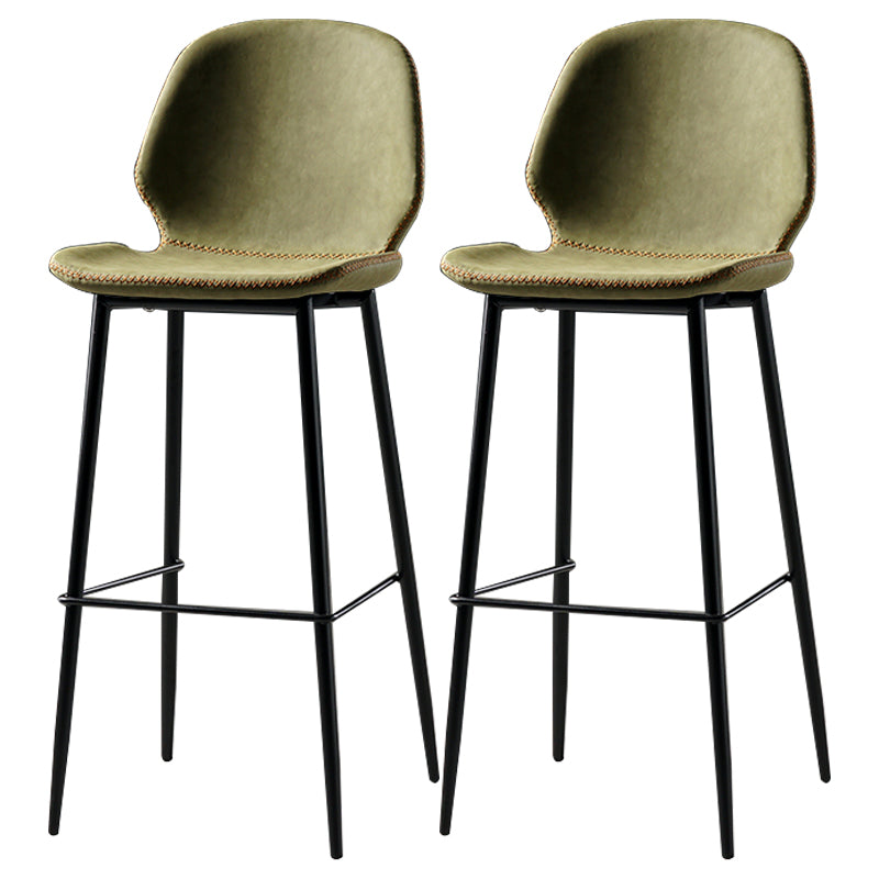 Industrial Leather Distressed Quilted Barstool Low Back Indoor Tall Stool Green 2 Piece Set Bar Stool(30"H) Clearhalo 'Bar Furniture' 'Bar Stools' 'bar_stools' 'furn' 'furn_bar_stools' 'furniture_bar_stools' 'Kitchen & Dining Furniture' 'kitchen&dining_furn' 'kitchen' 'kitchen_furn' Furniture' 4330186