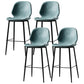 Industrial Leather Distressed Quilted Barstool Low Back Indoor Tall Stool Lake Blue 4 Piece Set Counter Stool(26"H) Clearhalo 'Bar Furniture' 'Bar Stools' 'bar_stools' 'furn' 'furn_bar_stools' 'furniture_bar_stools' 'Kitchen & Dining Furniture' 'kitchen&dining_furn' 'kitchen' 'kitchen_furn' Furniture' 4330189