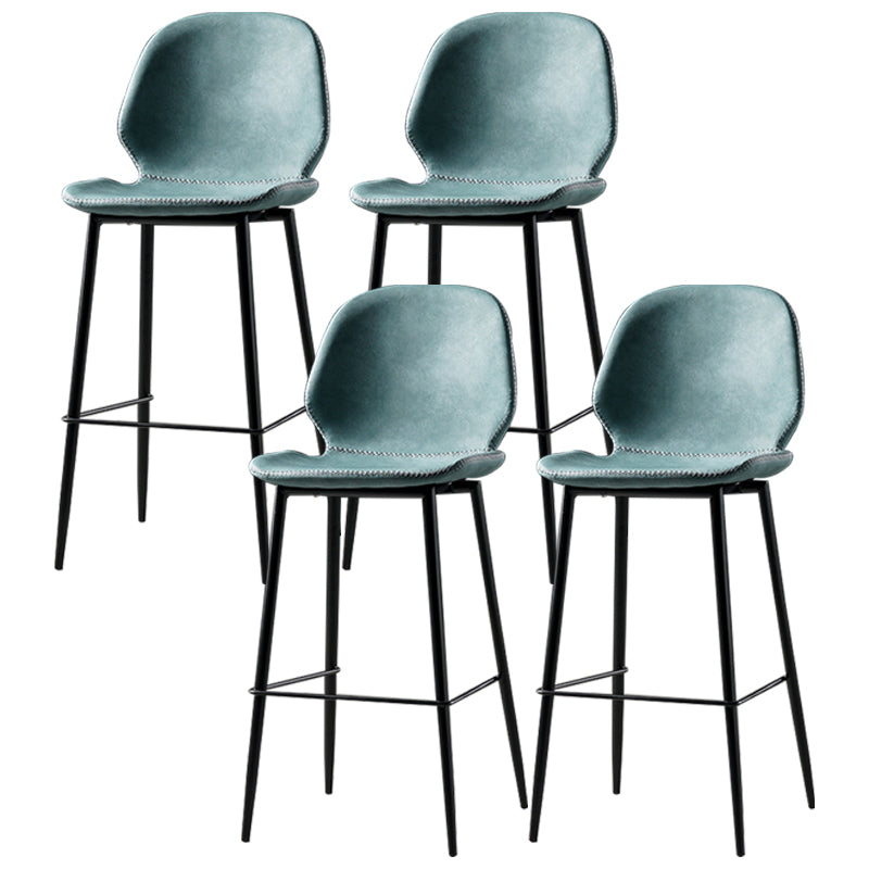 Industrial Leather Distressed Quilted Barstool Low Back Indoor Tall Stool Lake Blue 4 Piece Set Counter Stool(26"H) Clearhalo 'Bar Furniture' 'Bar Stools' 'bar_stools' 'furn' 'furn_bar_stools' 'furniture_bar_stools' 'Kitchen & Dining Furniture' 'kitchen&dining_furn' 'kitchen' 'kitchen_furn' Furniture' 4330189