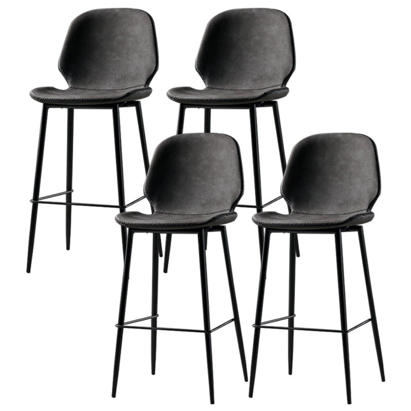 Industrial Leather Distressed Quilted Barstool Low Back Indoor Tall Stool Dark Gray-Black 4 Piece Set Counter Stool(26"H) Clearhalo 'Bar Furniture' 'Bar Stools' 'bar_stools' 'furn' 'furn_bar_stools' 'furniture_bar_stools' 'Kitchen & Dining Furniture' 'kitchen&dining_furn' 'kitchen' 'kitchen_furn' Furniture' 4330190