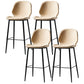 Industrial Leather Distressed Quilted Barstool Low Back Indoor Tall Stool Beige 4 Piece Set Counter Stool(26"H) Clearhalo 'Bar Furniture' 'Bar Stools' 'bar_stools' 'furn' 'furn_bar_stools' 'furniture_bar_stools' 'Kitchen & Dining Furniture' 'kitchen&dining_furn' 'kitchen' 'kitchen_furn' Furniture' 4330191