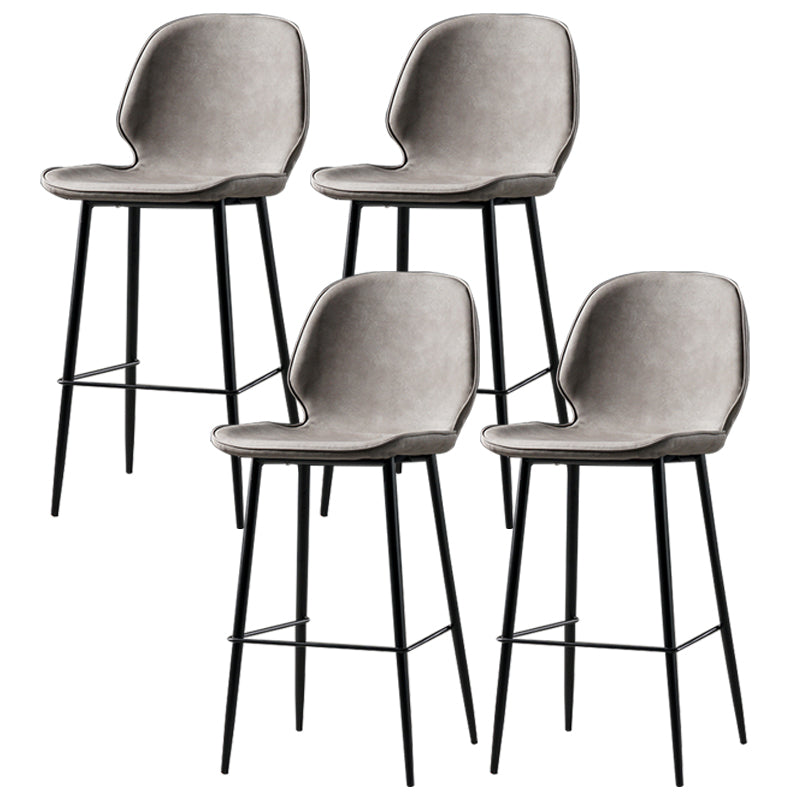 Industrial Leather Distressed Quilted Barstool Low Back Indoor Tall Stool Light Gray 4 Piece Set Counter Stool(26"H) Clearhalo 'Bar Furniture' 'Bar Stools' 'bar_stools' 'furn' 'furn_bar_stools' 'furniture_bar_stools' 'Kitchen & Dining Furniture' 'kitchen&dining_furn' 'kitchen' 'kitchen_furn' Furniture' 4330192