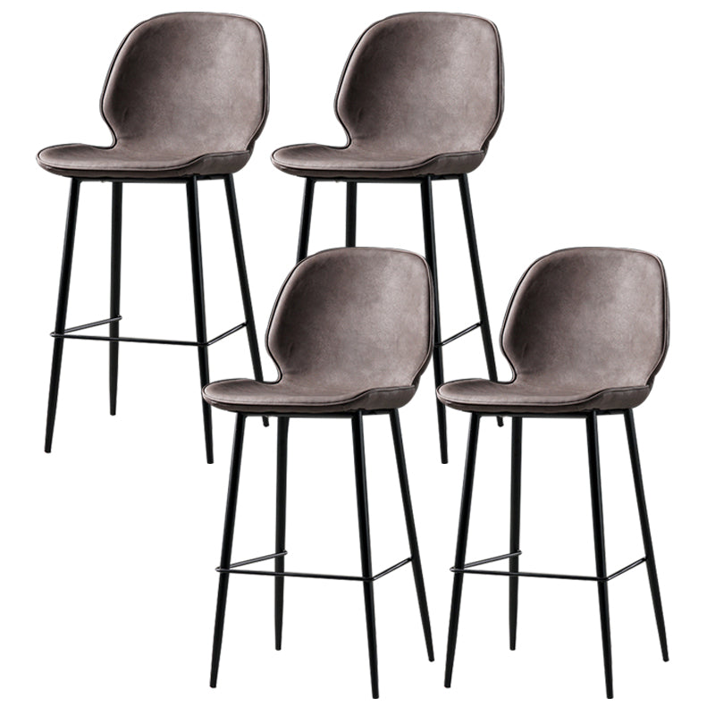Industrial Leather Distressed Quilted Barstool Low Back Indoor Tall Stool Dark Brown 4 Piece Set Counter Stool(26"H) Clearhalo 'Bar Furniture' 'Bar Stools' 'bar_stools' 'furn' 'furn_bar_stools' 'furniture_bar_stools' 'Kitchen & Dining Furniture' 'kitchen&dining_furn' 'kitchen' 'kitchen_furn' Furniture' 4330193