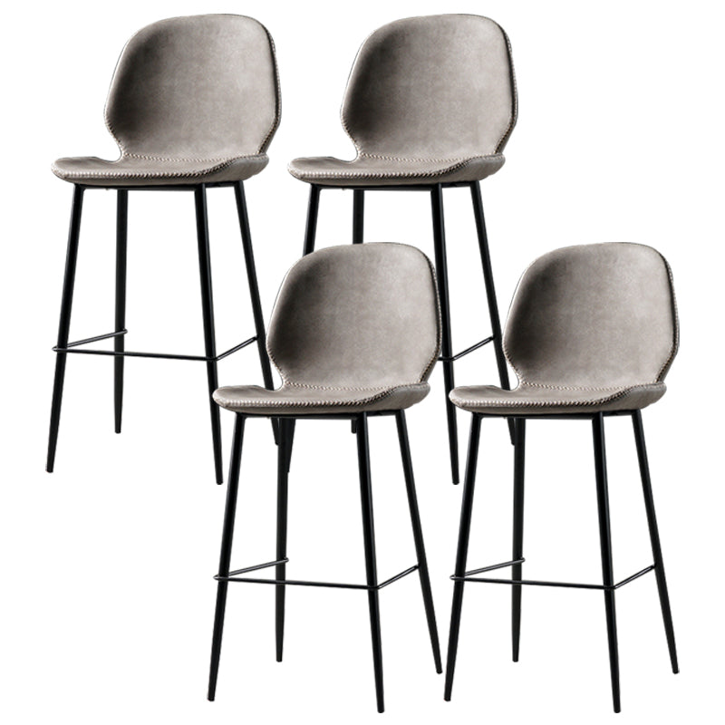 Industrial Leather Distressed Quilted Barstool Low Back Indoor Tall Stool Light Gray-White 4 Piece Set Counter Stool(26"H) Clearhalo 'Bar Furniture' 'Bar Stools' 'bar_stools' 'furn' 'furn_bar_stools' 'furniture_bar_stools' 'Kitchen & Dining Furniture' 'kitchen&dining_furn' 'kitchen' 'kitchen_furn' Furniture' 4330194