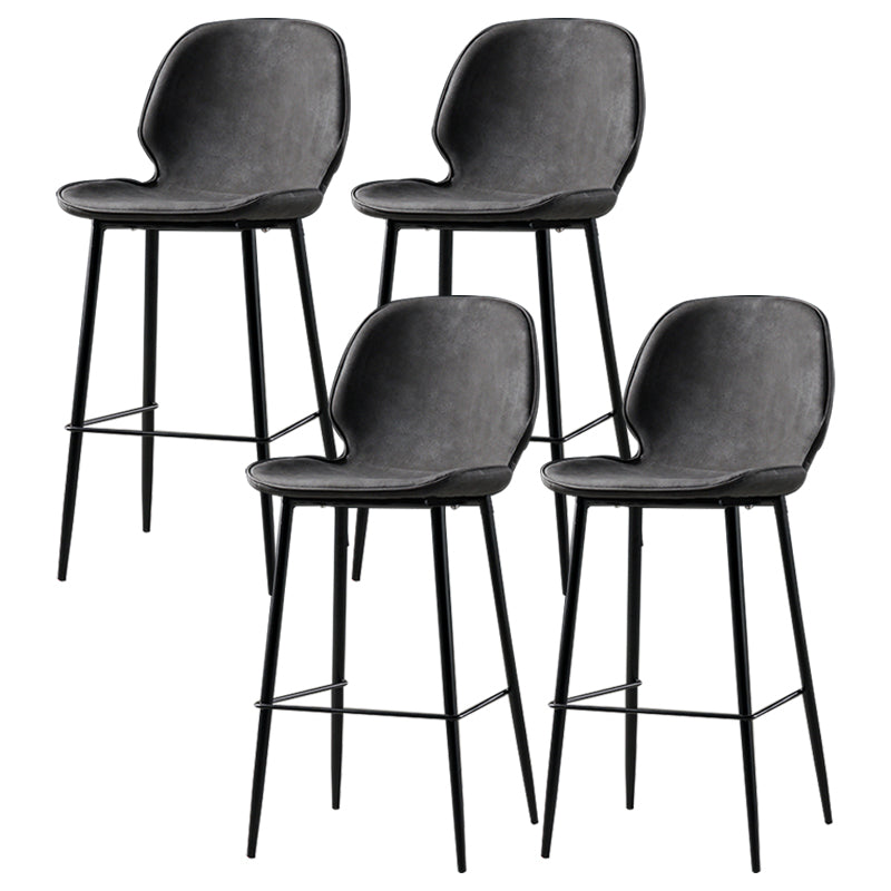 Industrial Leather Distressed Quilted Barstool Low Back Indoor Tall Stool Dark Gray 4 Piece Set Counter Stool(26"H) Clearhalo 'Bar Furniture' 'Bar Stools' 'bar_stools' 'furn' 'furn_bar_stools' 'furniture_bar_stools' 'Kitchen & Dining Furniture' 'kitchen&dining_furn' 'kitchen' 'kitchen_furn' Furniture' 4330195