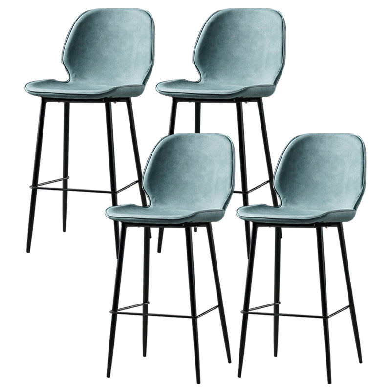 Industrial Leather Distressed Quilted Barstool Low Back Indoor Tall Stool Blue 4 Piece Set Counter Stool(26"H) Clearhalo 'Bar Furniture' 'Bar Stools' 'bar_stools' 'furn' 'furn_bar_stools' 'furniture_bar_stools' 'Kitchen & Dining Furniture' 'kitchen&dining_furn' 'kitchen' 'kitchen_furn' Furniture' 4330196