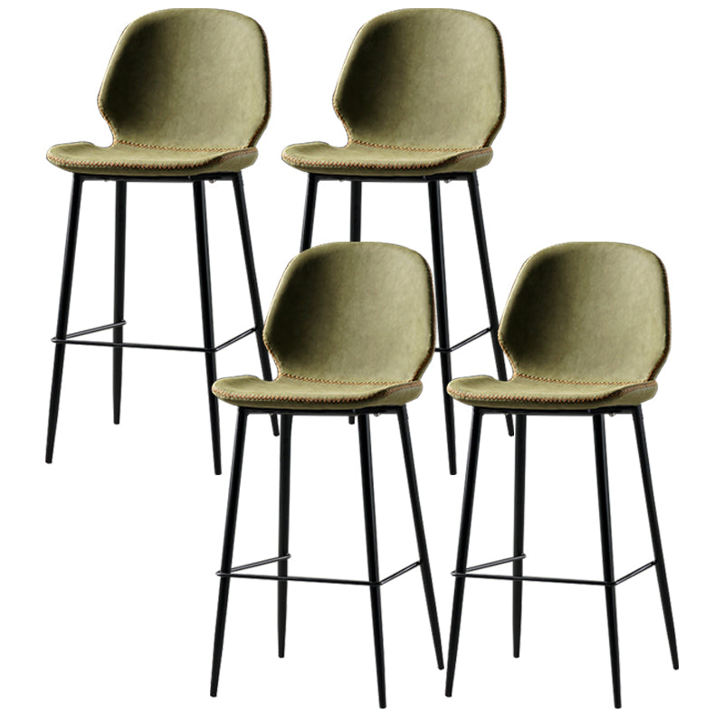 Industrial Leather Distressed Quilted Barstool Low Back Indoor Tall Stool Green 4 Piece Set Counter Stool(26"H) Clearhalo 'Bar Furniture' 'Bar Stools' 'bar_stools' 'furn' 'furn_bar_stools' 'furniture_bar_stools' 'Kitchen & Dining Furniture' 'kitchen&dining_furn' 'kitchen' 'kitchen_furn' Furniture' 4330197