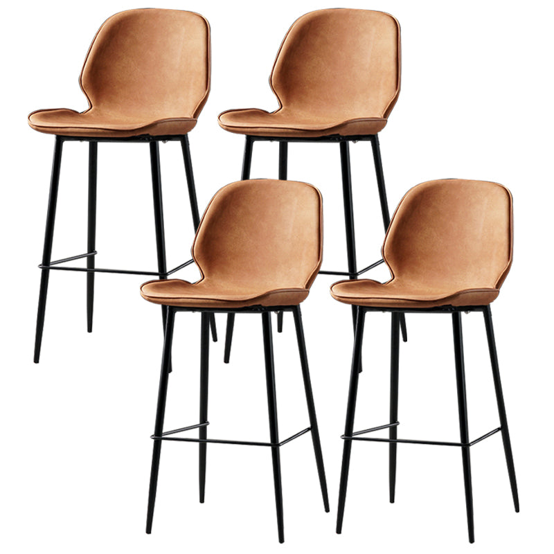 Industrial Leather Distressed Quilted Barstool Low Back Indoor Tall Stool Orange 4 Piece Set Counter Stool(26"H) Clearhalo 'Bar Furniture' 'Bar Stools' 'bar_stools' 'furn' 'furn_bar_stools' 'furniture_bar_stools' 'Kitchen & Dining Furniture' 'kitchen&dining_furn' 'kitchen' 'kitchen_furn' Furniture' 4330198