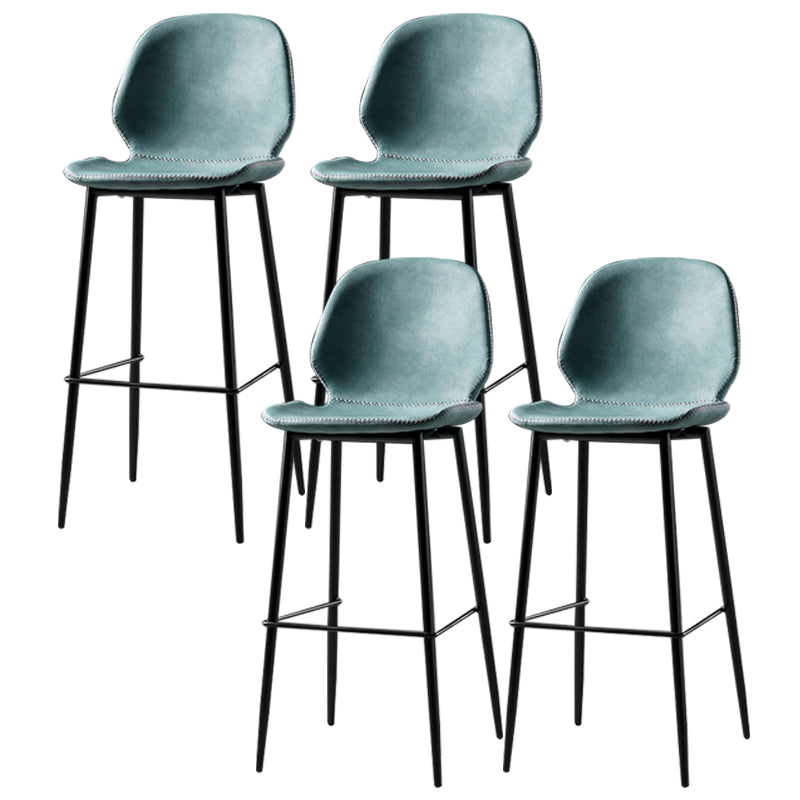 Industrial Leather Distressed Quilted Barstool Low Back Indoor Tall Stool Lake Blue 4 Piece Set Bar Stool(30"H) Clearhalo 'Bar Furniture' 'Bar Stools' 'bar_stools' 'furn' 'furn_bar_stools' 'furniture_bar_stools' 'Kitchen & Dining Furniture' 'kitchen&dining_furn' 'kitchen' 'kitchen_furn' Furniture' 4330200
