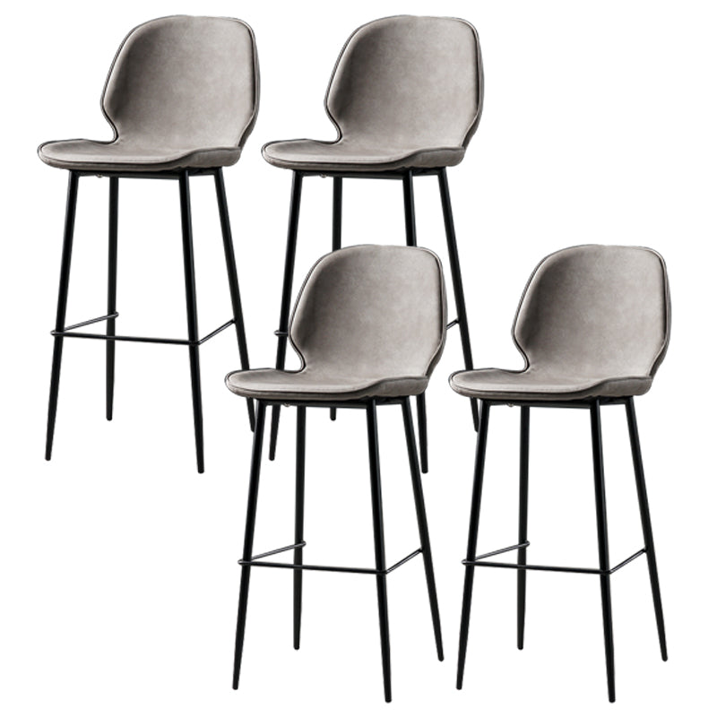Industrial Leather Distressed Quilted Barstool Low Back Indoor Tall Stool Light Gray 4 Piece Set Bar Stool(30"H) Clearhalo 'Bar Furniture' 'Bar Stools' 'bar_stools' 'furn' 'furn_bar_stools' 'furniture_bar_stools' 'Kitchen & Dining Furniture' 'kitchen&dining_furn' 'kitchen' 'kitchen_furn' Furniture' 4330203
