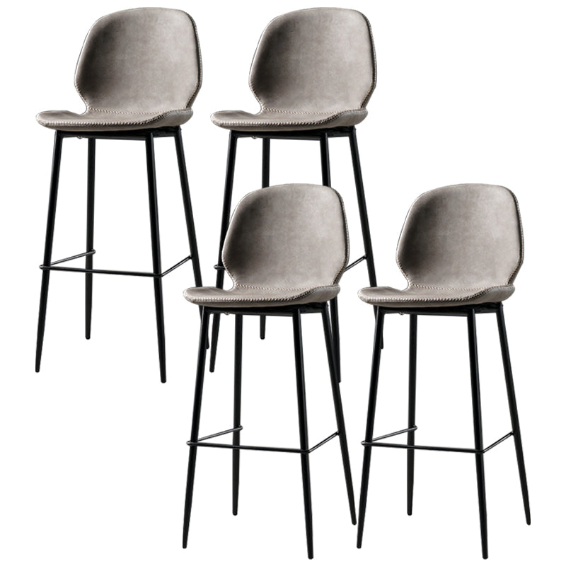 Industrial Leather Distressed Quilted Barstool Low Back Indoor Tall Stool Light Gray-White 4 Piece Set Bar Stool(30"H) Clearhalo 'Bar Furniture' 'Bar Stools' 'bar_stools' 'furn' 'furn_bar_stools' 'furniture_bar_stools' 'Kitchen & Dining Furniture' 'kitchen&dining_furn' 'kitchen' 'kitchen_furn' Furniture' 4330205