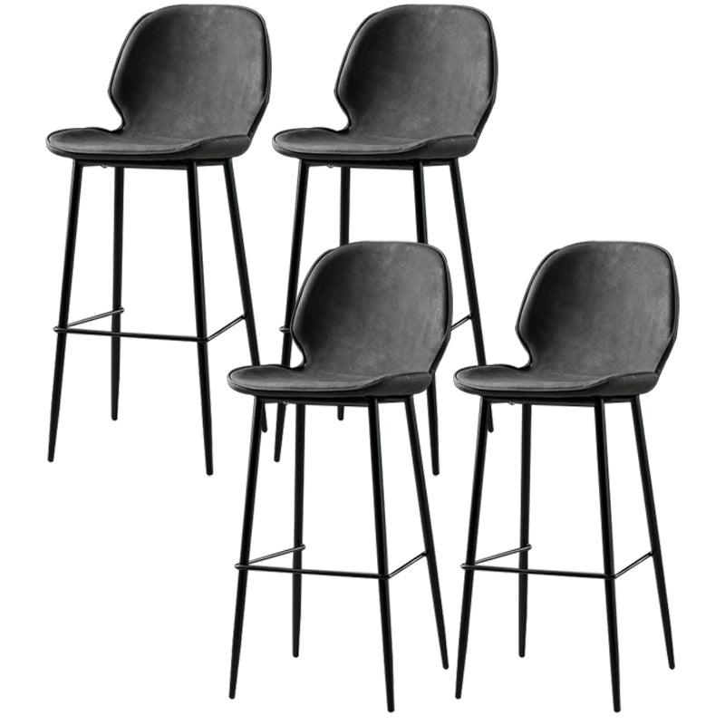 Industrial Leather Distressed Quilted Barstool Low Back Indoor Tall Stool Dark Gray 4 Piece Set Bar Stool(30"H) Clearhalo 'Bar Furniture' 'Bar Stools' 'bar_stools' 'furn' 'furn_bar_stools' 'furniture_bar_stools' 'Kitchen & Dining Furniture' 'kitchen&dining_furn' 'kitchen' 'kitchen_furn' Furniture' 4330206