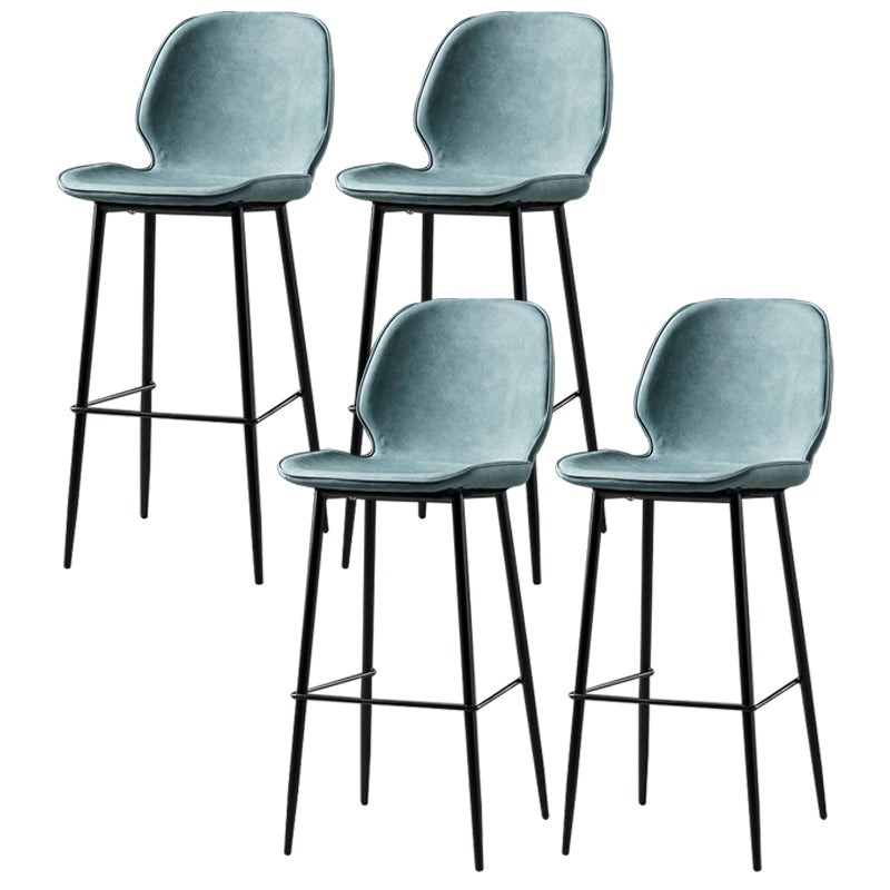 Industrial Leather Distressed Quilted Barstool Low Back Indoor Tall Stool Blue 4 Piece Set Bar Stool(30"H) Clearhalo 'Bar Furniture' 'Bar Stools' 'bar_stools' 'furn' 'furn_bar_stools' 'furniture_bar_stools' 'Kitchen & Dining Furniture' 'kitchen&dining_furn' 'kitchen' 'kitchen_furn' Furniture' 4330207