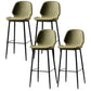 Industrial Leather Distressed Quilted Barstool Low Back Indoor Tall Stool Green 4 Piece Set Bar Stool(30"H) Clearhalo 'Bar Furniture' 'Bar Stools' 'bar_stools' 'furn' 'furn_bar_stools' 'furniture_bar_stools' 'Kitchen & Dining Furniture' 'kitchen&dining_furn' 'kitchen' 'kitchen_furn' Furniture' 4330208