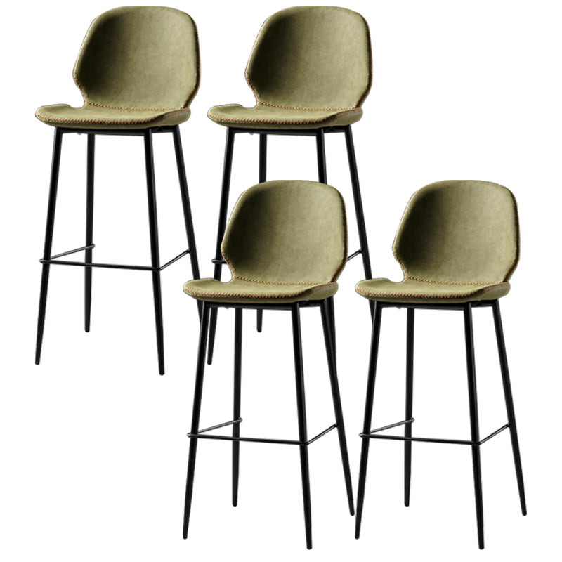 Industrial Leather Distressed Quilted Barstool Low Back Indoor Tall Stool Green 4 Piece Set Bar Stool(30"H) Clearhalo 'Bar Furniture' 'Bar Stools' 'bar_stools' 'furn' 'furn_bar_stools' 'furniture_bar_stools' 'Kitchen & Dining Furniture' 'kitchen&dining_furn' 'kitchen' 'kitchen_furn' Furniture' 4330208
