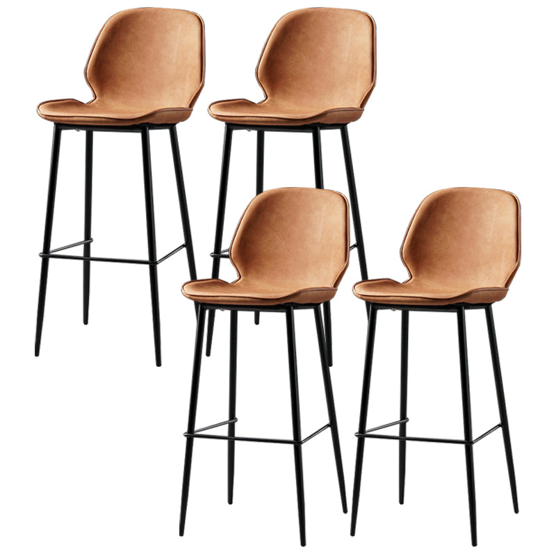 Industrial Leather Distressed Quilted Barstool Low Back Indoor Tall Stool Orange 4 Piece Set Bar Stool(30"H) Clearhalo 'Bar Furniture' 'Bar Stools' 'bar_stools' 'furn' 'furn_bar_stools' 'furniture_bar_stools' 'Kitchen & Dining Furniture' 'kitchen&dining_furn' 'kitchen' 'kitchen_furn' Furniture' 4330209
