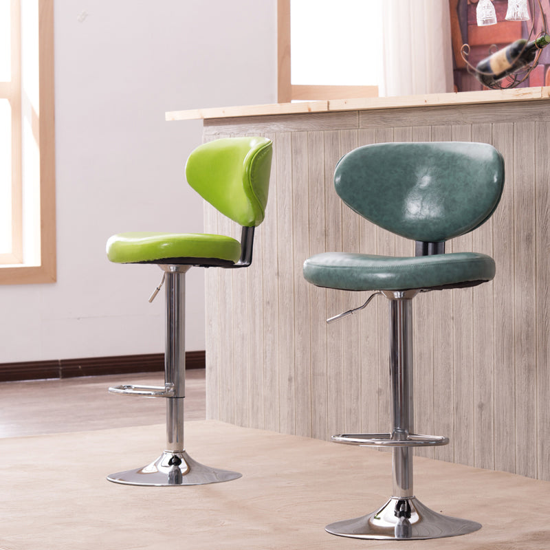Scandinavian Adjustable Height Leather Counter Stools Swivel Silver Low Back Bar Stools Clearhalo 'Bar Furniture' 'Bar Stools' 'bar_stools' 'furn' 'furn_bar_stools' 'furniture_bar_stools' 'Kitchen & Dining Furniture' 'kitchen&dining_furn' 'kitchen' 'kitchen_furn' Furniture' 4330216