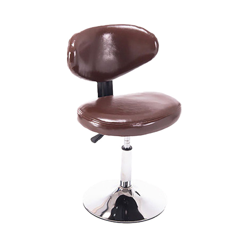 Scandinavian Adjustable Height Leather Counter Stools Swivel Silver Low Back Bar Stools Brown 1 Piece Clearhalo 'Bar Furniture' 'Bar Stools' 'bar_stools' 'furn' 'furn_bar_stools' 'furniture_bar_stools' 'Kitchen & Dining Furniture' 'kitchen&dining_furn' 'kitchen' 'kitchen_furn' Furniture' 4330220