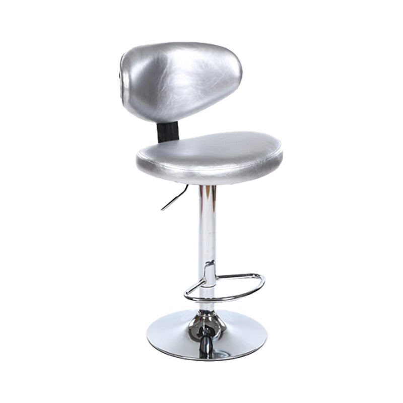Scandinavian Adjustable Height Leather Counter Stools Swivel Silver Low Back Bar Stools Silver 1 Piece Clearhalo 'Bar Furniture' 'Bar Stools' 'bar_stools' 'furn' 'furn_bar_stools' 'furniture_bar_stools' 'Kitchen & Dining Furniture' 'kitchen&dining_furn' 'kitchen' 'kitchen_furn' Furniture' 4330228