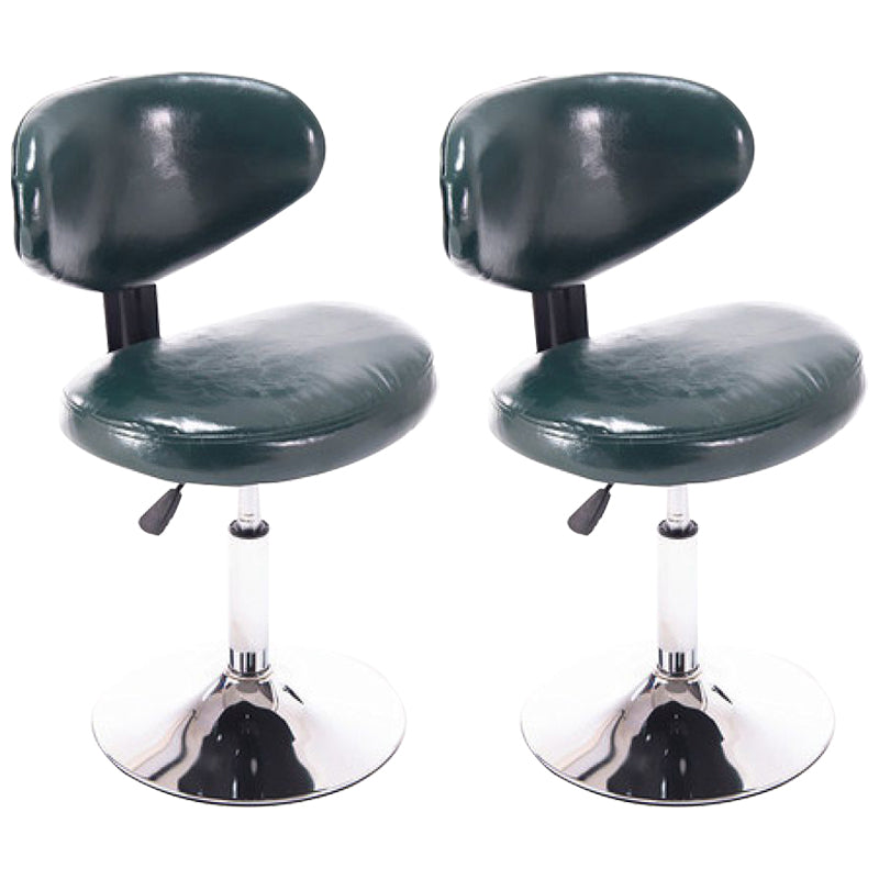 Scandinavian Adjustable Height Leather Counter Stools Swivel Silver Low Back Bar Stools Blackish Green 2 Piece Set Clearhalo 'Bar Furniture' 'Bar Stools' 'bar_stools' 'furn' 'furn_bar_stools' 'furniture_bar_stools' 'Kitchen & Dining Furniture' 'kitchen&dining_furn' 'kitchen' 'kitchen_furn' Furniture' 4330235