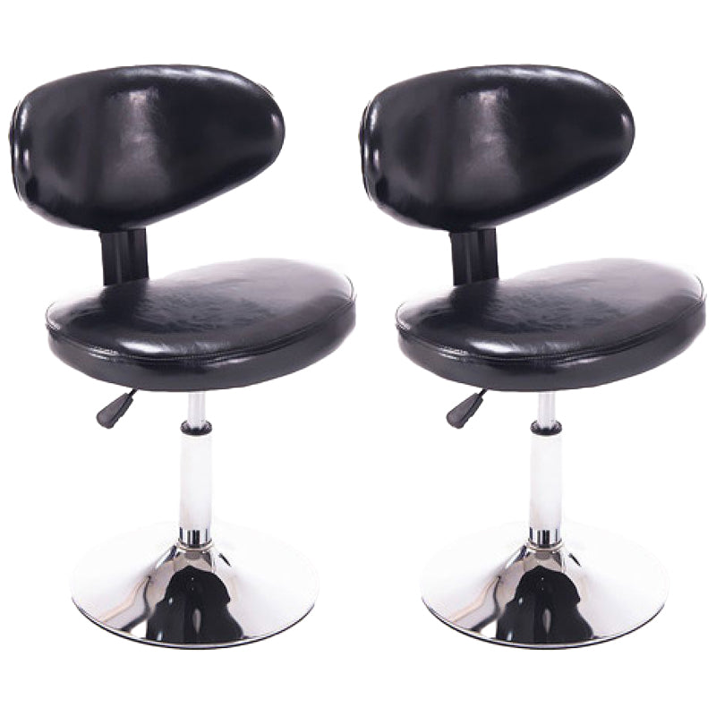 Scandinavian Adjustable Height Leather Counter Stools Swivel Silver Low Back Bar Stools Black 2 Piece Set Clearhalo 'Bar Furniture' 'Bar Stools' 'bar_stools' 'furn' 'furn_bar_stools' 'furniture_bar_stools' 'Kitchen & Dining Furniture' 'kitchen&dining_furn' 'kitchen' 'kitchen_furn' Furniture' 4330237