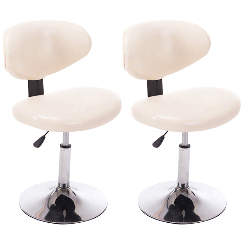 Scandinavian Adjustable Height Leather Counter Stools Swivel Silver Low Back Bar Stools White 2 Piece Set Clearhalo 'Bar Furniture' 'Bar Stools' 'bar_stools' 'furn' 'furn_bar_stools' 'furniture_bar_stools' 'Kitchen & Dining Furniture' 'kitchen&dining_furn' 'kitchen' 'kitchen_furn' Furniture' 4330238