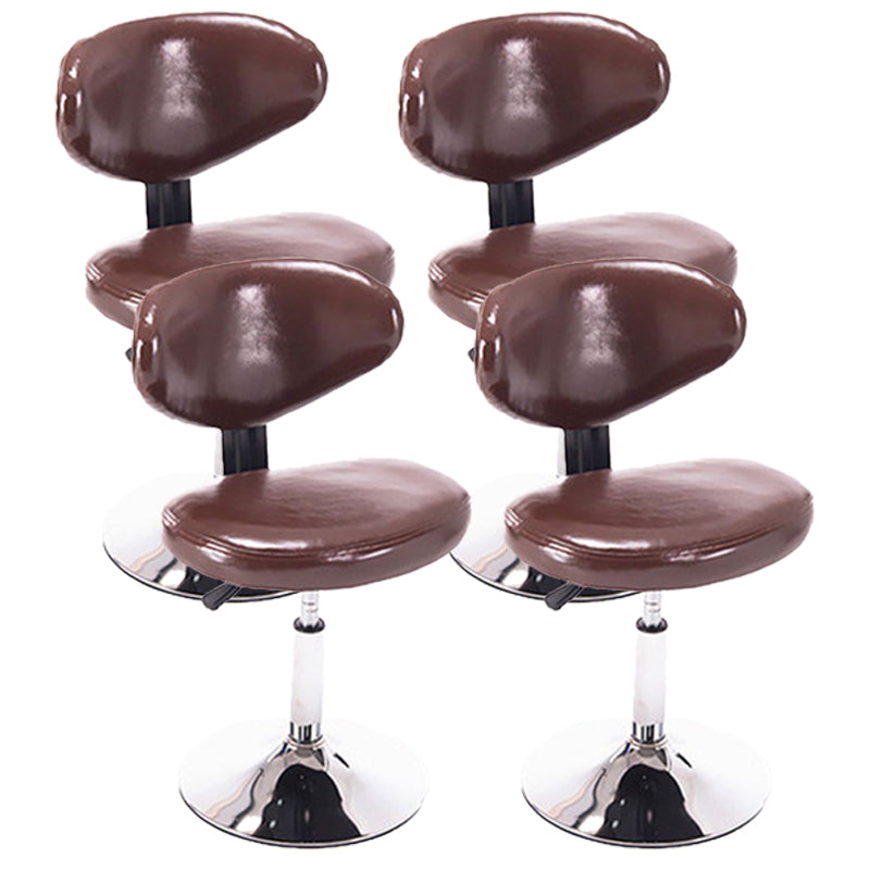 Scandinavian Adjustable Height Leather Counter Stools Swivel Silver Low Back Bar Stools Brown 4 Piece Set Clearhalo 'Bar Furniture' 'Bar Stools' 'bar_stools' 'furn' 'furn_bar_stools' 'furniture_bar_stools' 'Kitchen & Dining Furniture' 'kitchen&dining_furn' 'kitchen' 'kitchen_furn' Furniture' 4330245