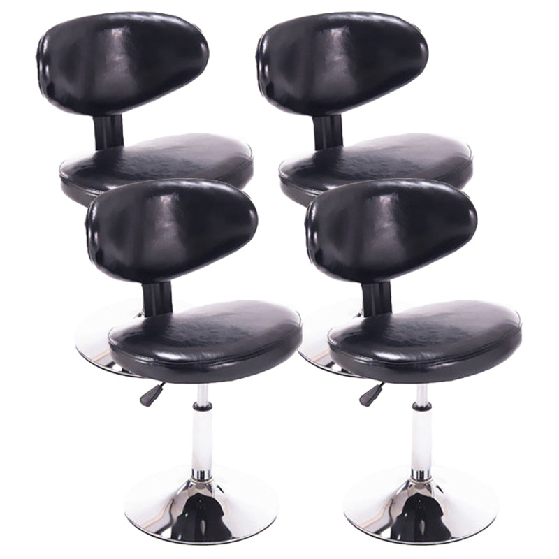 Scandinavian Adjustable Height Leather Counter Stools Swivel Silver Low Back Bar Stools Black 4 Piece Set Clearhalo 'Bar Furniture' 'Bar Stools' 'bar_stools' 'furn' 'furn_bar_stools' 'furniture_bar_stools' 'Kitchen & Dining Furniture' 'kitchen&dining_furn' 'kitchen' 'kitchen_furn' Furniture' 4330246