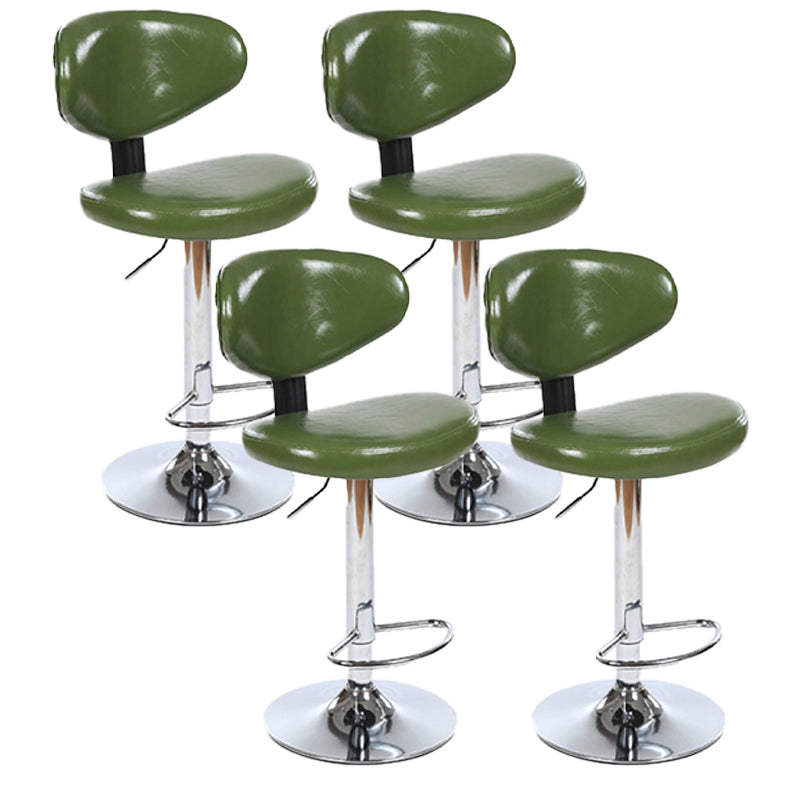 Scandinavian Adjustable Height Leather Counter Stools Swivel Silver Low Back Bar Stools Green 4 Piece Set Clearhalo 'Bar Furniture' 'Bar Stools' 'bar_stools' 'furn' 'furn_bar_stools' 'furniture_bar_stools' 'Kitchen & Dining Furniture' 'kitchen&dining_furn' 'kitchen' 'kitchen_furn' Furniture' 4330248