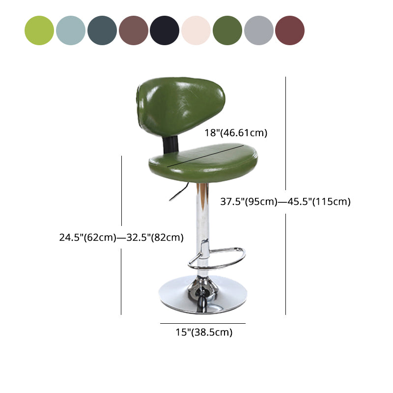 Scandinavian Adjustable Height Leather Counter Stools Swivel Silver Low Back Bar Stools Clearhalo 'Bar Furniture' 'Bar Stools' 'bar_stools' 'furn' 'furn_bar_stools' 'furniture_bar_stools' 'Kitchen & Dining Furniture' 'kitchen&dining_furn' 'kitchen' 'kitchen_furn' Furniture' 4330252